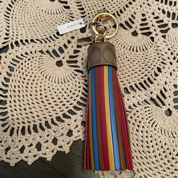 Coach NWT Colorblock Tassel Bag Charm - Picture 1 of 2